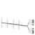 Aerial with a long pole, connected to several smaller devices via cables. It depicts a communication system or network.