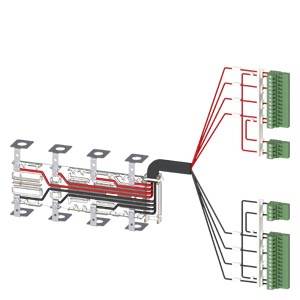 Circuit Diagram: Wiring system with cables and connections leading to various green connection boards. Main lines are red and black.