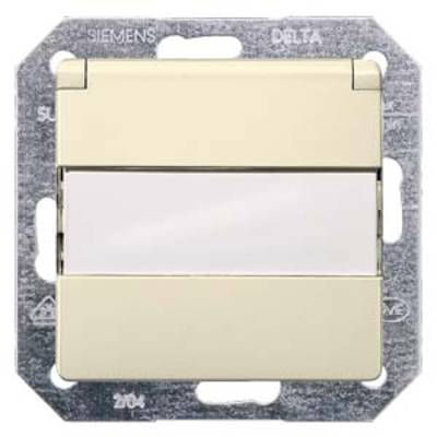 Simple light switch in cream colour, mounted in a rectangular metal frame, brand name visible in the top left corner.