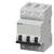 A three-pole performance protection switch, silver-coloured with black switches, shown in a technical drawing.