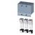 An electrical relay with three modular contacts, designed for use in industrial power distribution.