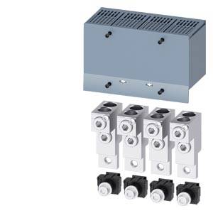 Electrical module with an upper unit and four lower terminals, suitable for mounting in control cabinets.