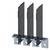 Three black metal blades mounted vertically side by side, each on silver brackets.