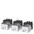 Three black and silver electronic connectors in a row, each with a screw terminal.