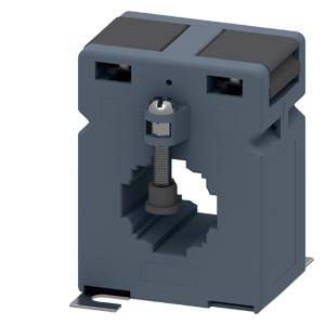 A rectangular, grey electrical current transformer with an open core, used for measuring electrical currents.
