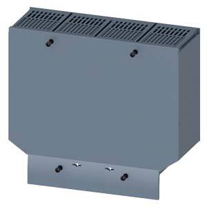 A grey, rectangular metal box with ventilation slots on the top and two mounting elements on the bottom.