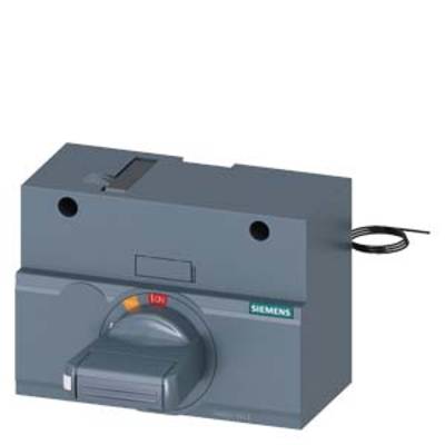 A grey Siemens switch, marked with '1' and '0', is used to control electrical circuits. A small cable is attached to the side.