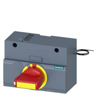 Grey-red Siemens switches with a yellow circle and red lever, used for electrical control systems.
