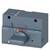 Siemens switch with two screw holes, grey in colour, with red 'ON' field highlighted, black rotary knob at the bottom.