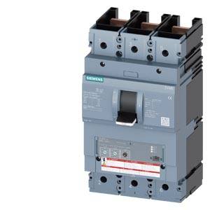 Siemens circuit breaker with a central handle lever, suitable for industrial use, grey with green and red markings.