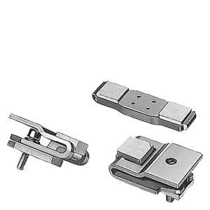 Three types of metal brackets in various shapes and designs. They are arranged in a grid-like pattern and appear to be technical components.