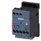 An industrial circuit breaker with blue and red buttons, labelled 'SIEMENS SIRIUS', with black housing, mounted on a DIN rail.