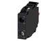 Single black electrical switch contact, rectangular shape, two mounting holes, side view.