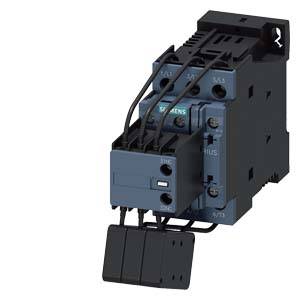 Contactor with multiple wires, used in electrical systems for motor control. Housing is finished in black and dark grey.