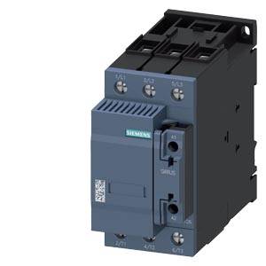 A Siemens electrical contactor in grey with a black housing. It is used for controlling electrical circuits.