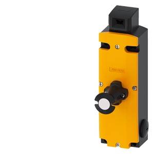 Yellow safety switch device with a black lever and housing, used for machine control and protective mechanisms.