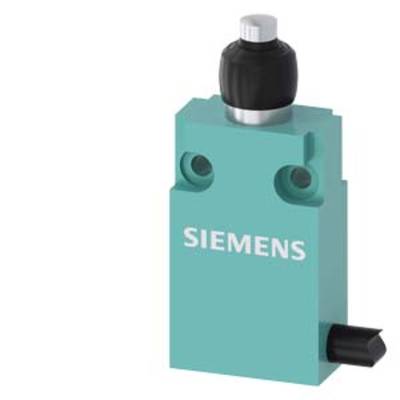 Industrial switch with Siemens logo, blue-green housing colour, featuring two mounting points and a black rotary knob on top.