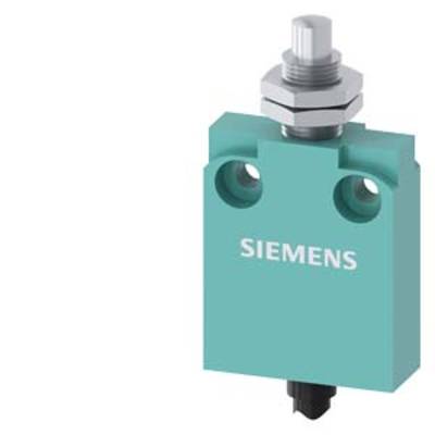 A rectangular, turquoise-coloured Siemens switch with two screws on the top surface and a metal pin pointing downwards.