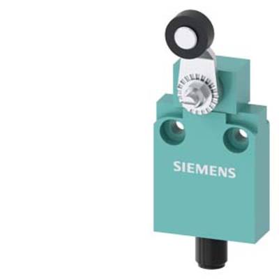 A green Siemens switch with a black rotary knob on top.