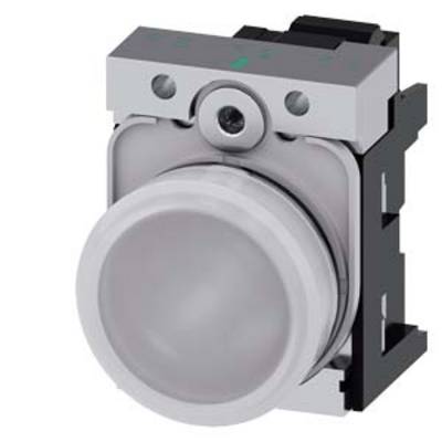 A round, illuminated push button in a square housing, predominantly metallic with a black plastic frame, likely for industrial controls.