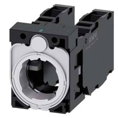 A black, square adapter for electrical applications with a round, white connector in the centre.