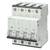 A white, four-pole circuit breaker by Siemens, suitable for protecting electrical circuits against overload and short circuit.