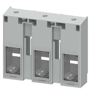 Illustration of three grey plastic fuse holders arranged side by side, primarily used for electrical protection.