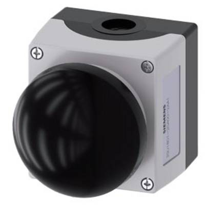 Large black selector switch on grey housing; suitable for industrial applications.