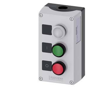 Housing with three buttons: a grey button at the top, a green button in the middle, and a red button at the bottom. 'Siemens' marking visible.