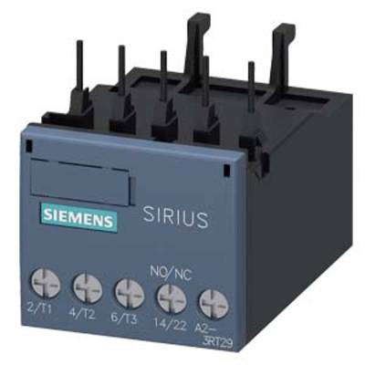 A Siemens Sirius contactor relay in a black housing, with multiple connection terminals and labels for electrical connections.