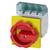 Yellow and red rotary switch in front of a grey background. The switch is set to "Off". A Siemens logo is visible.