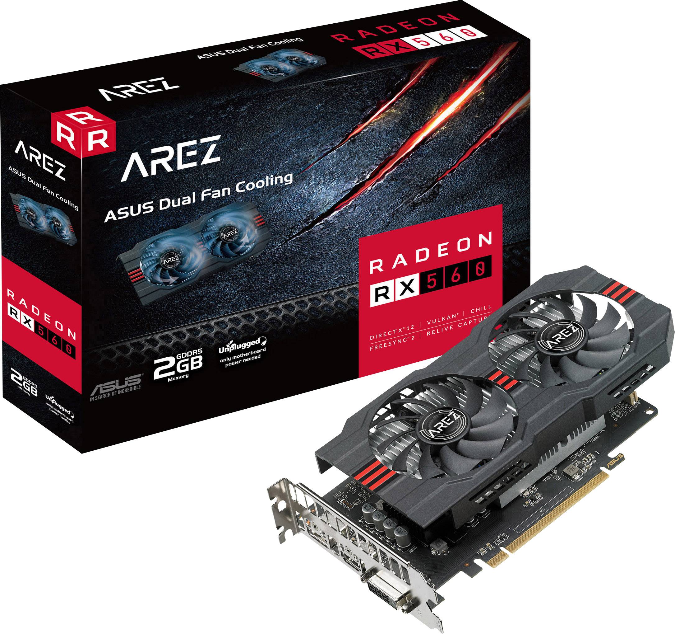 Asus Arez-PH-RX560-2G-EVO Gaming Grafikkarte AMD, 2GB DDR5, DVI, HDMI, DisplayPort, Auto-Extreme-Technologie 