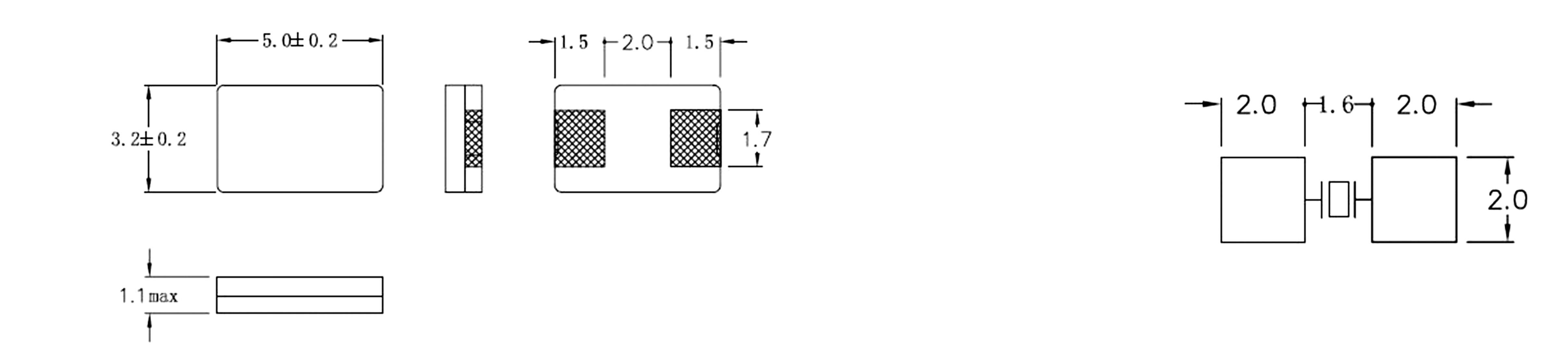 'Sketch of a cylindrical component with dimensions: diameter 3.2 mm, length 7 mm. Additional details such as grooves and tolerances marked.'