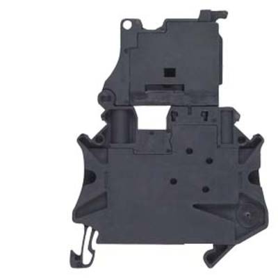 Black plastic component with complex contours and openings, potentially a mechanical or electronic part.