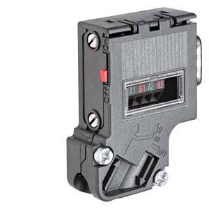 Black electric protective switch with red switch, mountable. Suitable for interrupting electrical circuits in control panels.