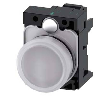 A grey push button in a black housing, suitable for control applications, with symbolic markings on top.