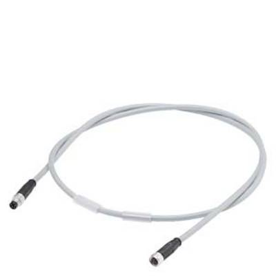 A grey cable with black ends that may be used as a data or power cable.