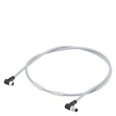 Pictured is a white cable with right-angled black connectors at both ends, lying on a neutral surface.