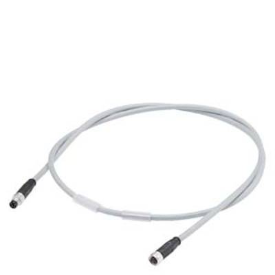Grey data cable with two black connectors at the ends, possibly for electronic devices or networks.