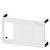 A rectangular, white plastic frame with space for three module inserts, mountable on a black bracket.
