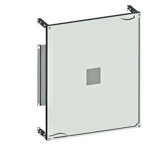 A square metallic component frame with mounting brackets at the corners, visible in an isometric view.