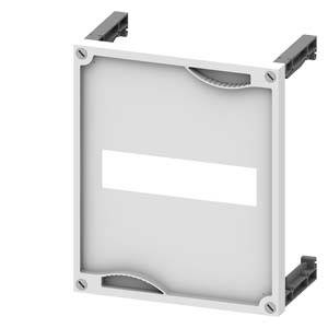 A rectangular plastic frame with two side mountings, likely for installation, and an empty, white labelling area in the centre.