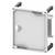 A rectangular metal casing with screw holes at the corners and a circular recess in the centre.