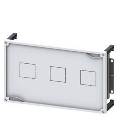 Metal frame with three square outlet openings, potential component for electrical installations or enclosure entries.