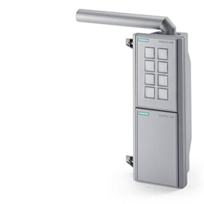 A grey Siemens SIMATIC HMI key panel with six rectangular buttons and a handle on the top right, designed for industrial operation.