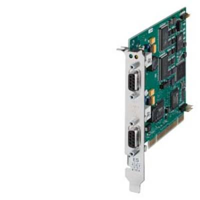 'A green electronic PCI card with two DB9 ports and several black chips.'