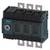 An electrical power switch with multiple metal terminals, switch at the front with Siemens logo. Device for controlling electrical circuits.