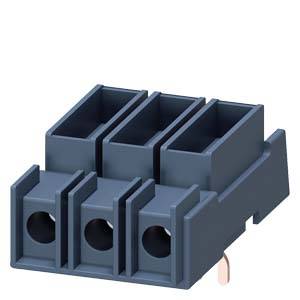 Three-pole electrical connector with rectangular terminals, suitable for industrial applications and wiring.