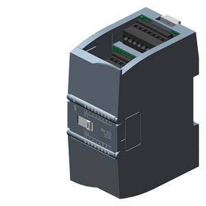 A black electronic device with connection ports, possibly a control cabinet module or an electrical component.