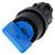 'Close-up of a black plastic switch with a blue handle, suitable for electronic applications or device operation.'